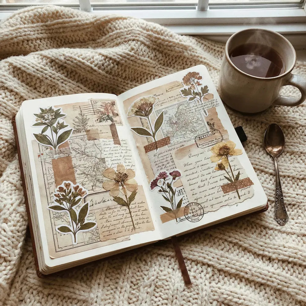 Vintage Botanist: DIY Aesthetic Sticker & Scrapbook Kit