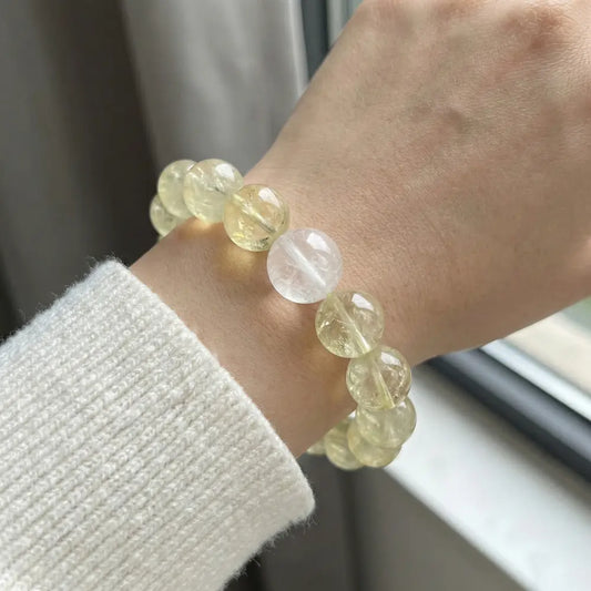 Morning Sunlight: Lemon Quartz & Clear Quartz Chunky Wealth Bracelet