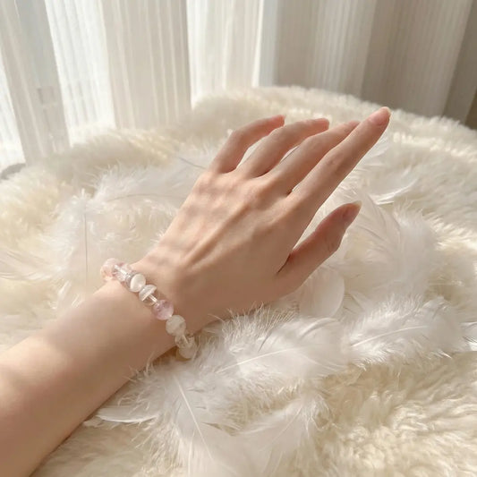Pink & White Phantom Quartz Healing Bracelet