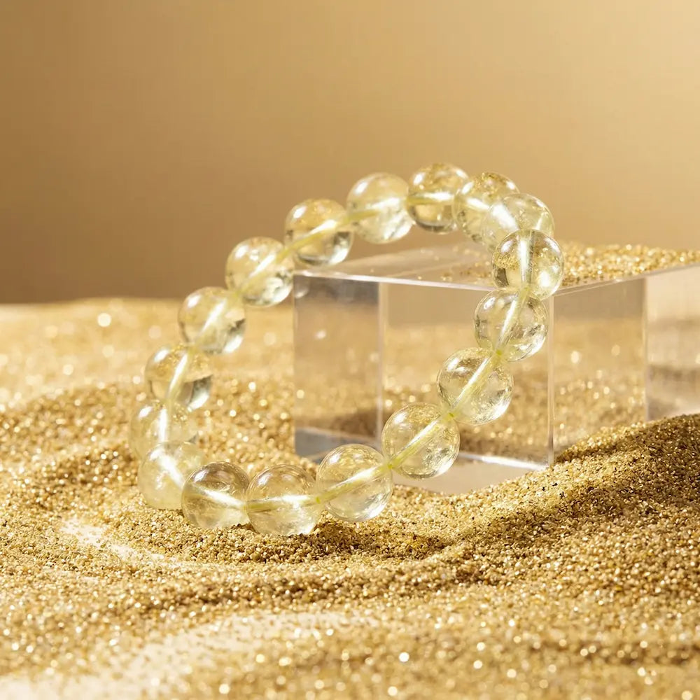 Morning Sunlight: Lemon Quartz & Clear Quartz Chunky Wealth Bracelet