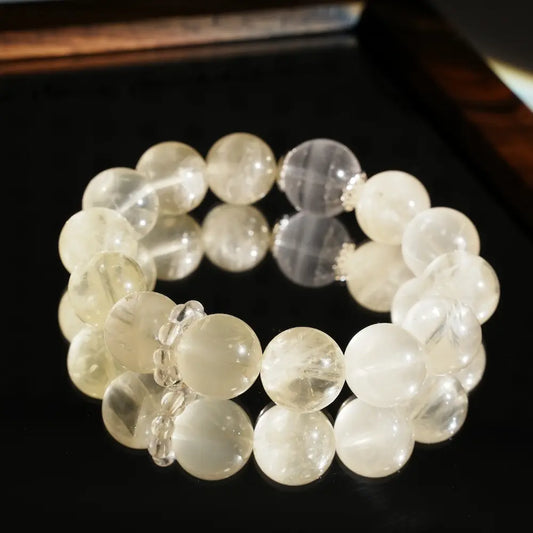 Morning Sunlight: Lemon Quartz & Clear Quartz Chunky Wealth Bracelet