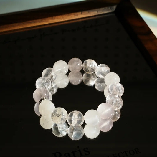 Pink & White Phantom Quartz Healing Bracelet